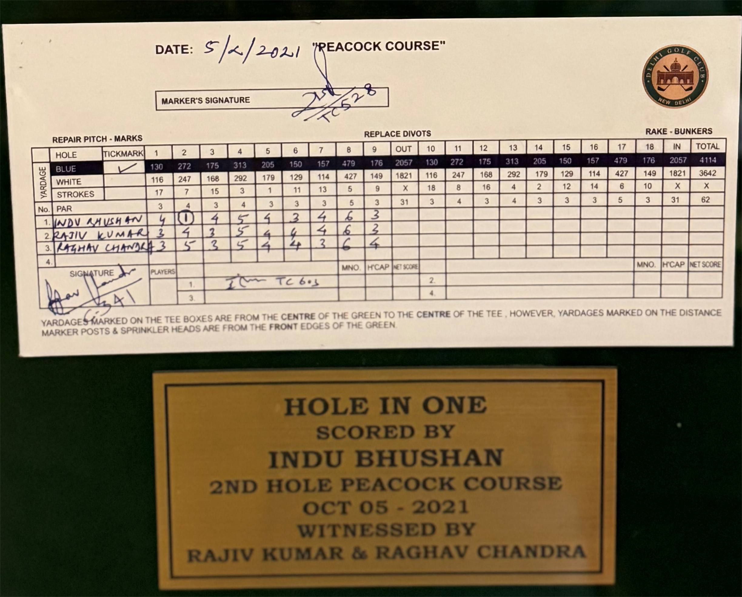 Hole in one certificate -2 Hole in one certificate -2